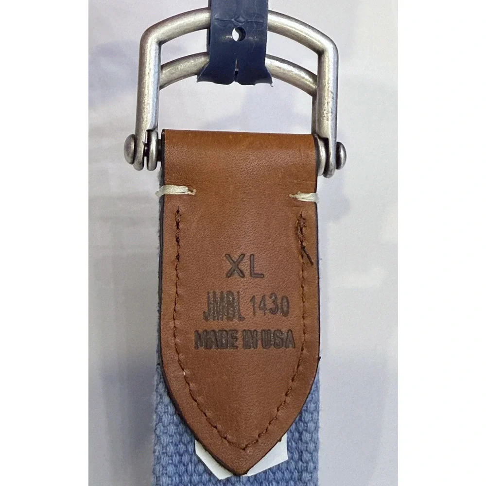 NEW JOHNNIE-O MENS BLUE BRENTWOOD WASHED CANVAS D-RING BELT GOLF SZ XL